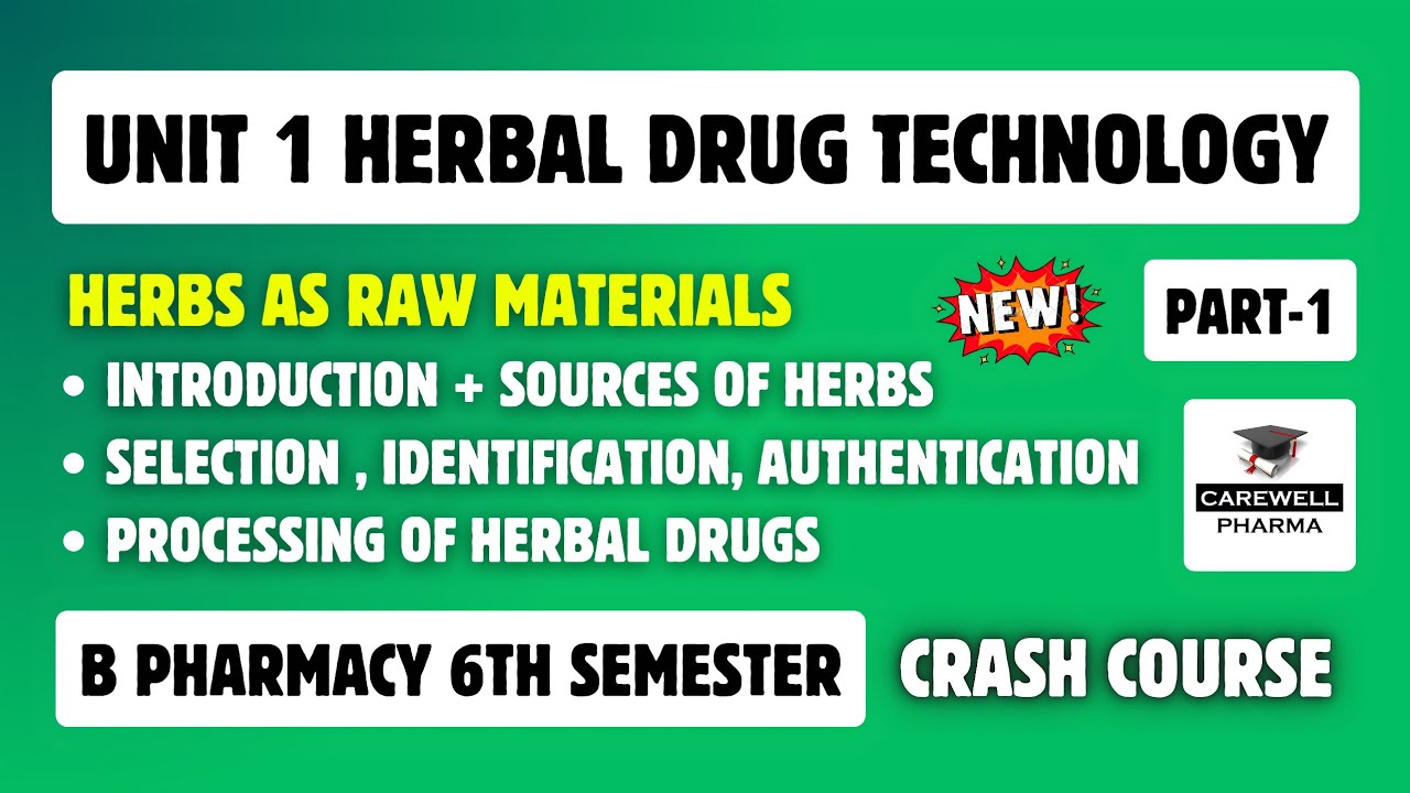 Herbs as Raw Materials | Part 1 Unit 1 | Herbal Drug Technology 6th Semester | Carewell Pharma