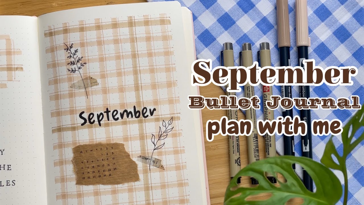 September Bullet Journal Setup &bull; Plan with me 🍂&nbsp;cozy gingham and flowers theme