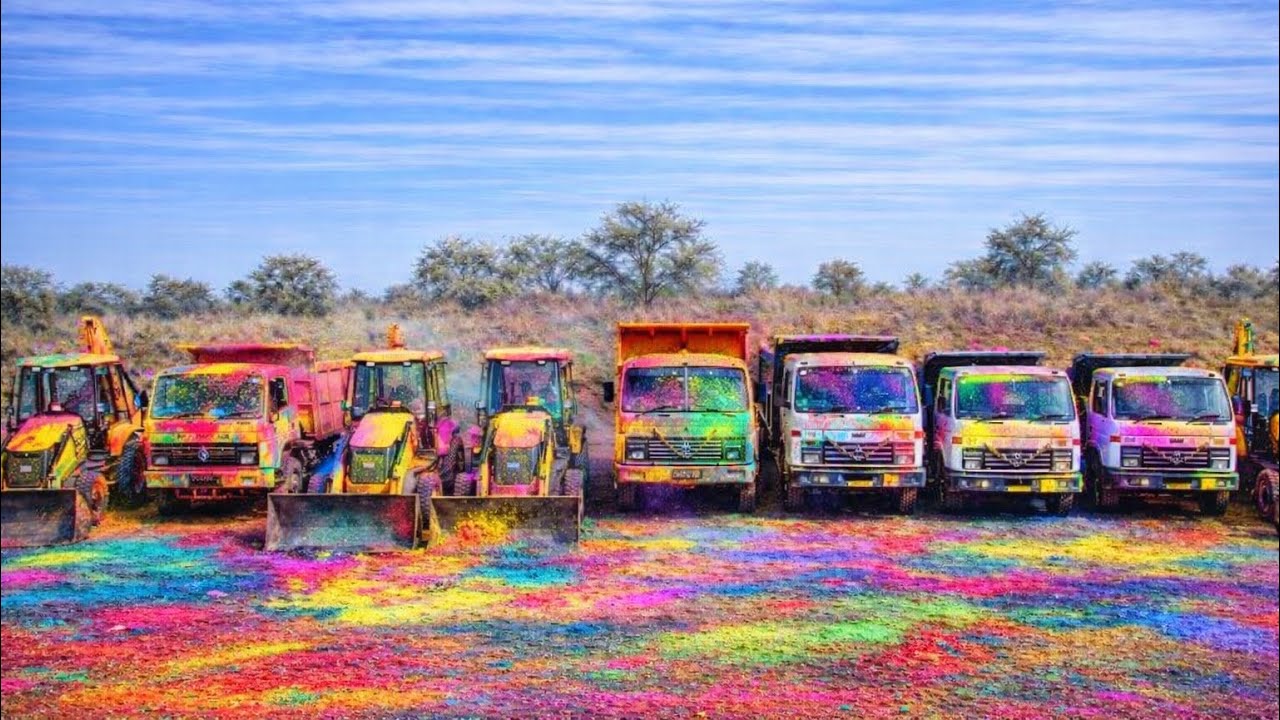 HOLI 🥳 Celebration | 3 JCB 3Dx Plus Machine Loading Mud In 2 TATA Truck 2518 | 2 Bharat Benz 3180 