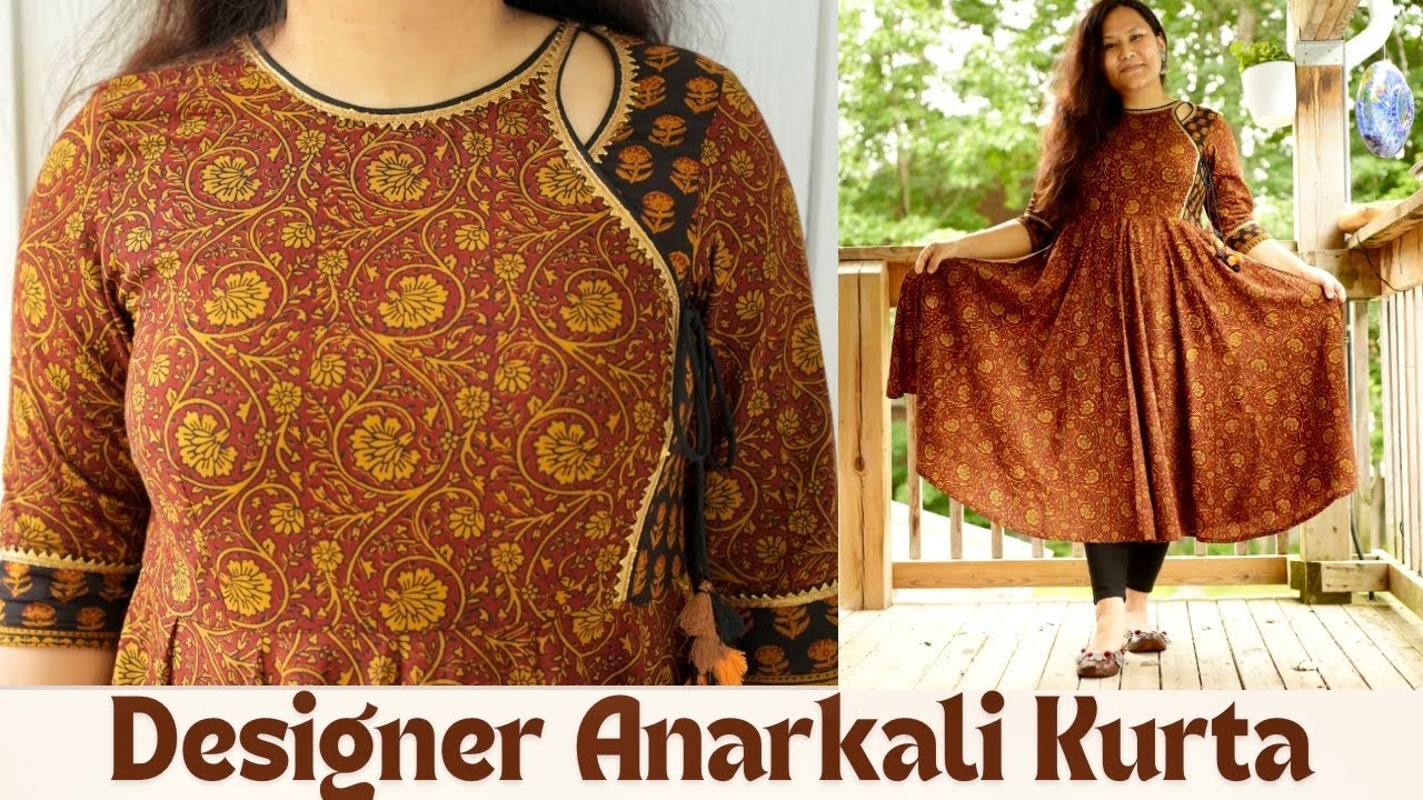 Designer Anarkali High Slit Kurta Cutting and Stitching|Designer Neck Anarkali|Maina Thapa