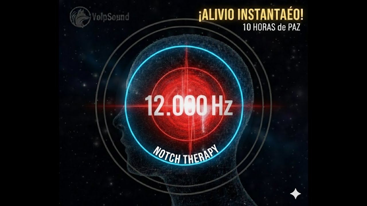 ALIVIO TINNITUS 12000Hz (Pantalla Negra) 🌑 Terapia Notch: 10 Horas de Ruido Blanco High-Pitch