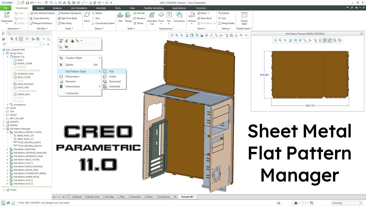 Creo Parametric 11.0 - Sheet Metal Flat Pattern Manager