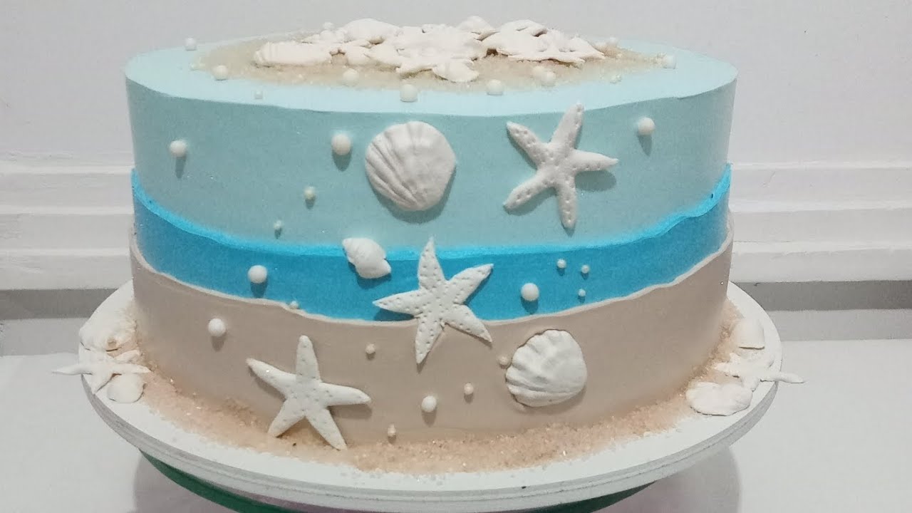 Decoração bolo tema Mar / apliques de pasta de leite em pó ninho