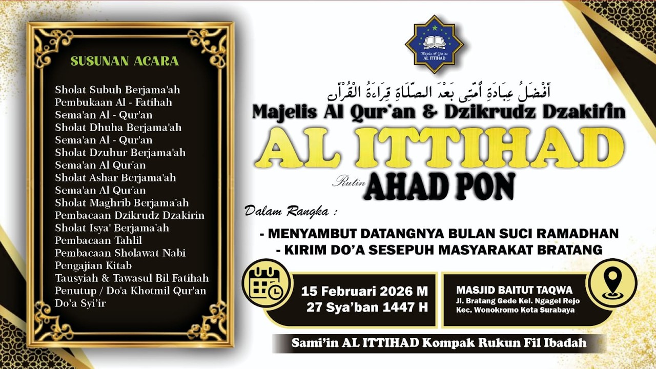 🔴LIVE-Majelis Al Qur'an & Dzikrudz Dzakirin 