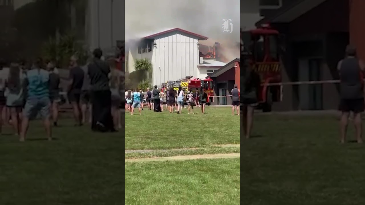Fire crews work to contain a large fire at Taupo-nui-a-Tia College
