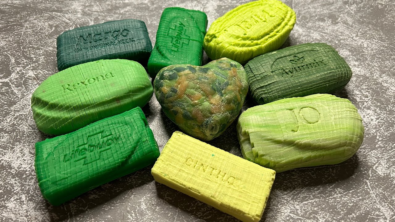 SOAP ASMR 💚 GREEN SOAP CUBES 💚 ODDLY SATISFYING 💚 SOAP SOUNDS 💚 CRUNCH 💚 SLEEP AID