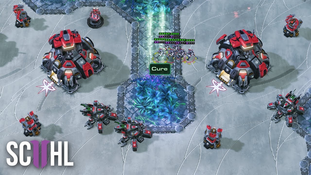Cure Builds a Planetary Fortress Wall - Starcraft 2: Cure vs. Dark