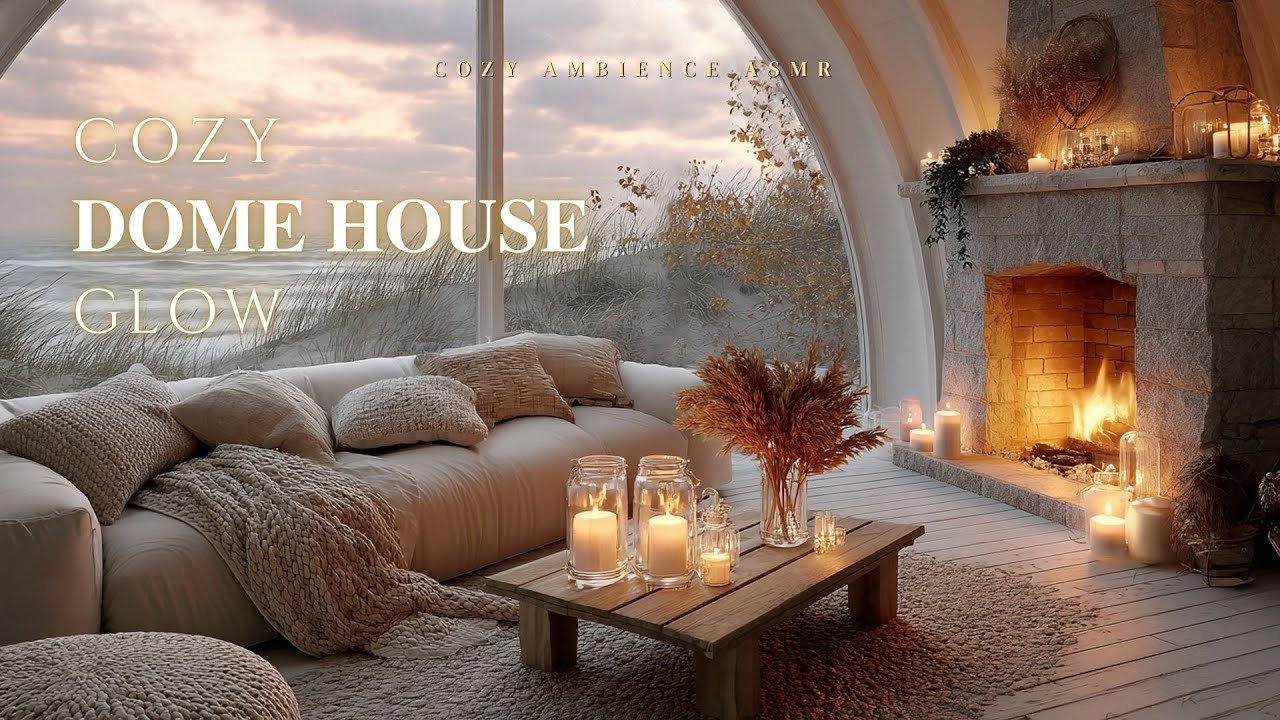 Cozy Dome House Glow🕯️Warm Fireplace, Falling Snow & Cozy Ocean View Escape