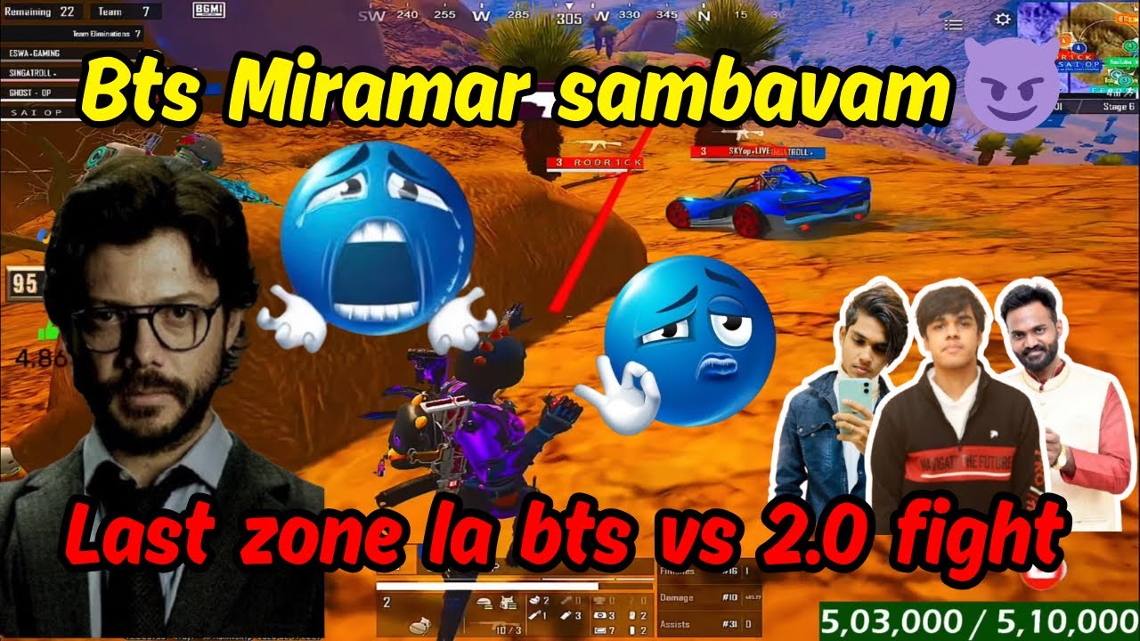 Bts sambavam in Miramar map😈 lazt zone bts vs 2.0 #madanop #botsquadwar #btswar #botsquad #bts 