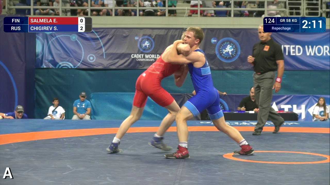 Repechage GR - 58 kg: S. CHIGIREV (RUS) df. E. SALMELA (FIN) by VPO, 5-0