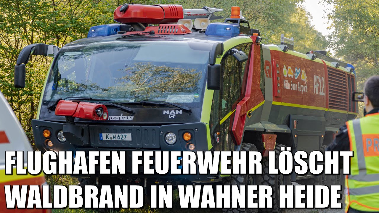 Waldbrand am Flughafen Köln/Bonn - Rosenbauer Panther 8x8 und Hubschrauber im Einsatz | 04.05.2022