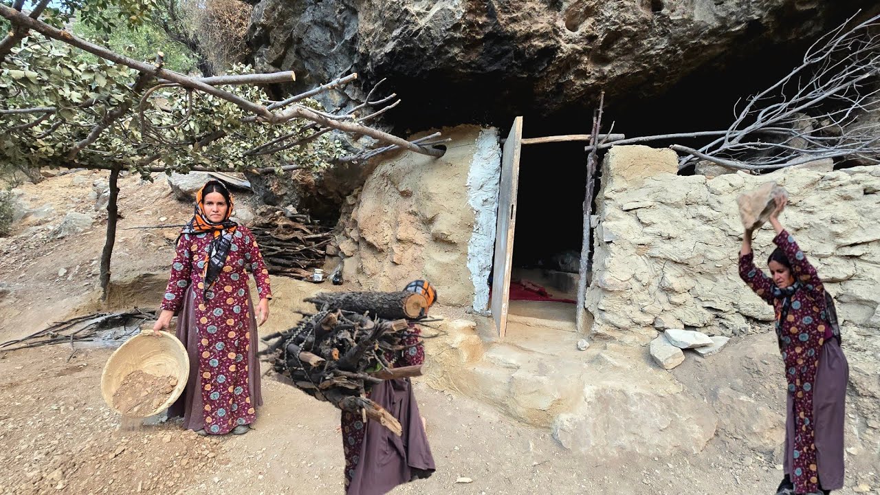 😱 Hard Cave Life in the Zagros Mountains | Collecting Firewood for Survival 🏔️🔥