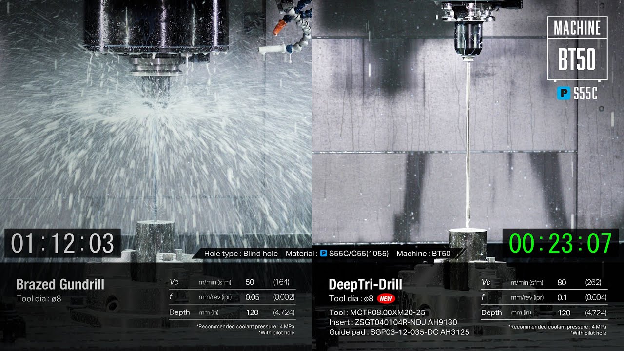 Gun drill comparison｜Which is more efficient? Exchangeable head vs brazed type #cnc #machine