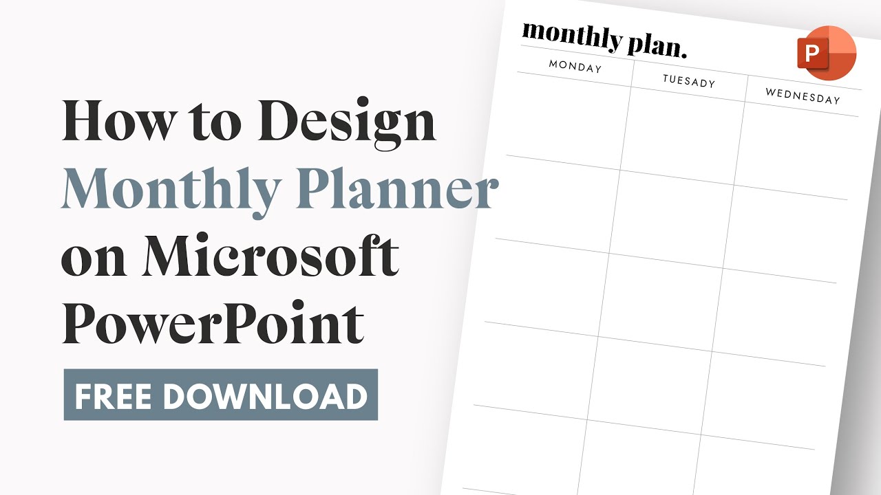 How to design minimalist 2 page monthly planner on Microsoft PowerPoint | Free Download