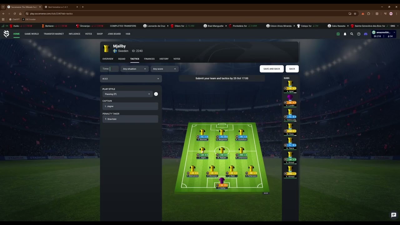 SOCCERVERSE | Setting my tactics for league game