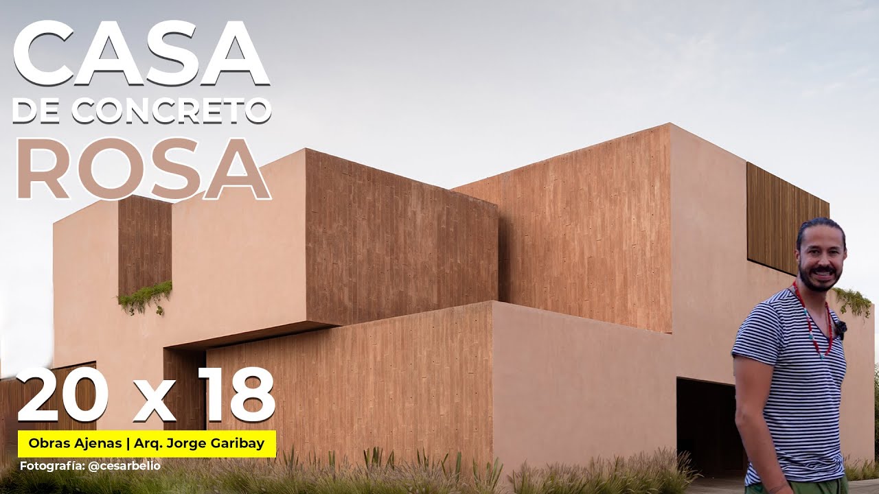 CASA de CONCRETO ROSA con VOLUMENES que no SE TOCAN | Obras Ajenas | Arq Jorge Garibay