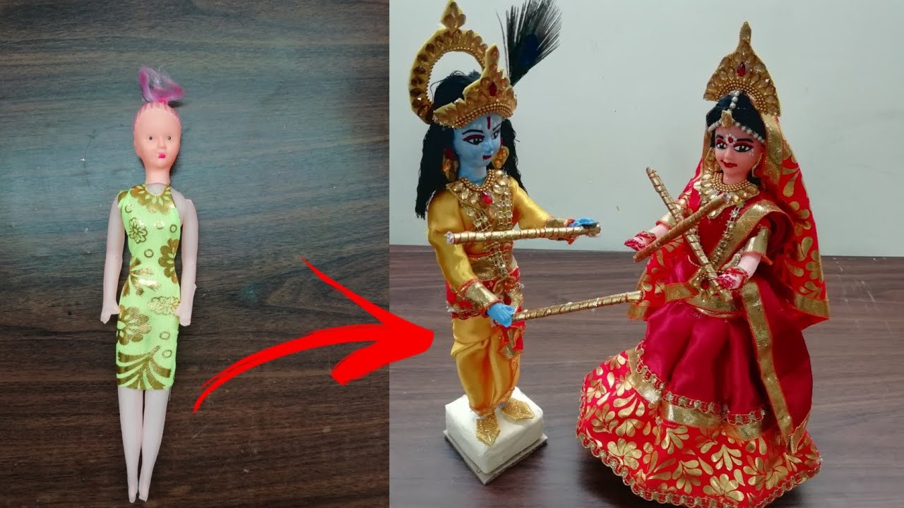 How to make radha krishna idol from dolls. [jamastmi special] [Janamastmi craft] [best out of waste]
