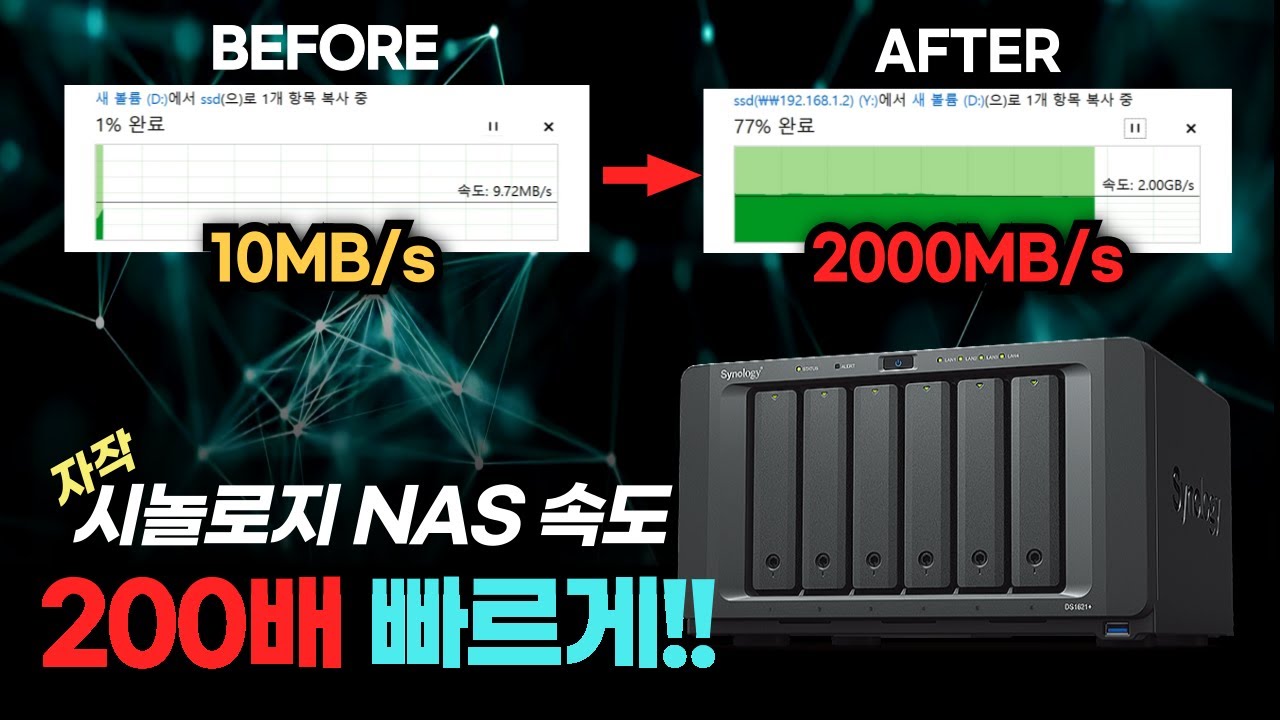 10MB/s에서 2Gb/s?! 시놀로지 NAS 속도 '200배' 업그레이드!! (헤놀로지)