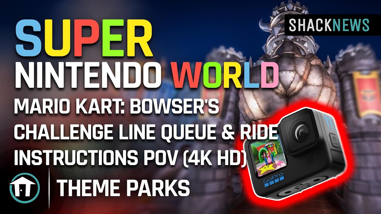 Super Nintendo World - Mario Kart: Bowser's Challenge Line Queue & Ride Instructions POV (4K HD)