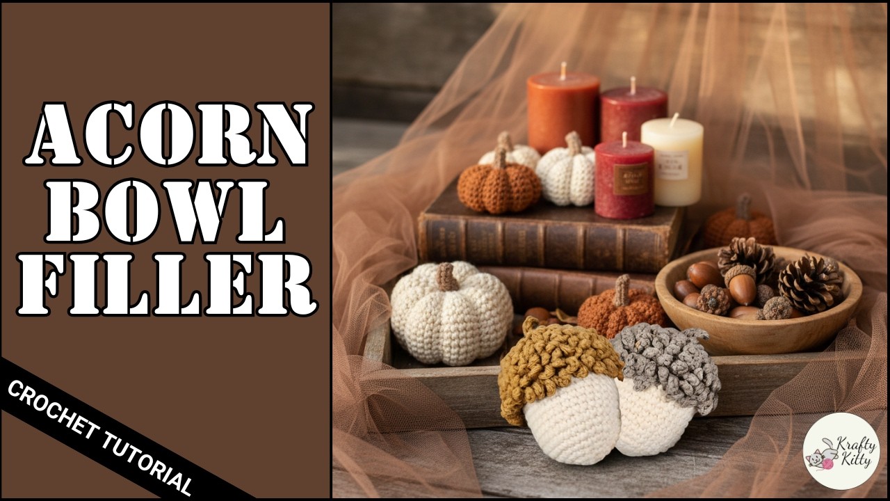 Урок вязания осеннего желудя крючком | Осенний декор крючком | Вязание желудя крючком