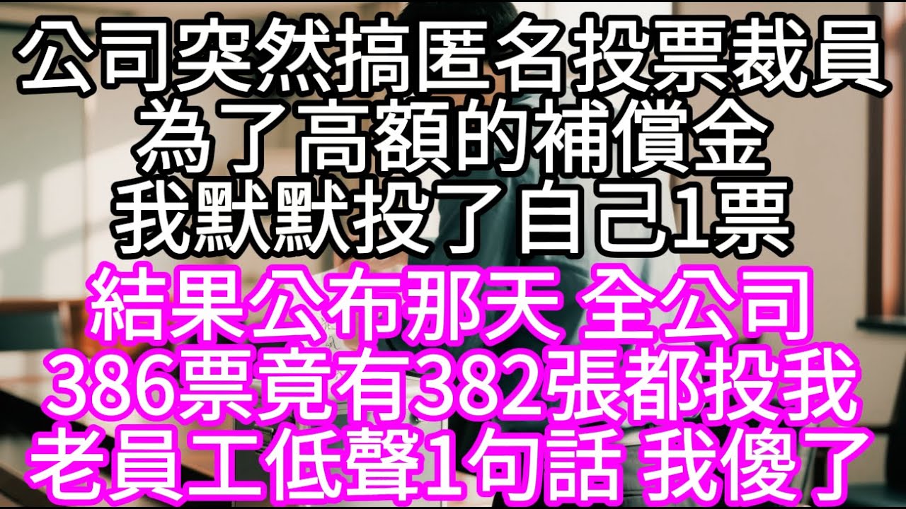 公司突然搞匿名投票裁員為了高額的補償金我默默投了自己1票 #心書時光 #為人處事 #生活經驗 #情感故事 #唯美频道 #爽文