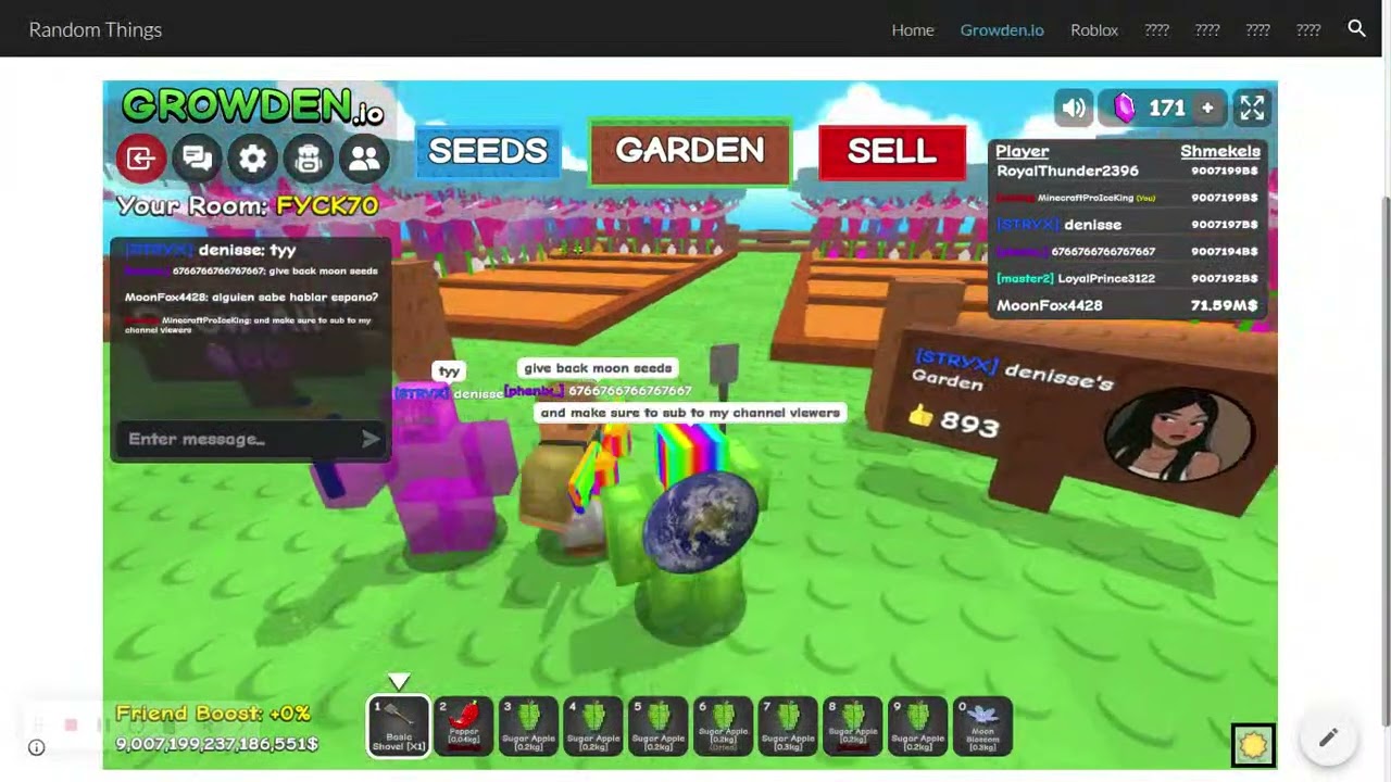 Growden.io Rating people Gardens