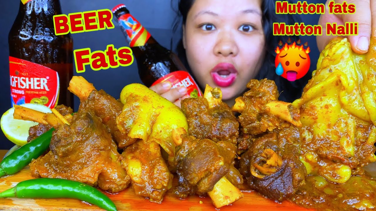 SPICY MUTTON FAT CURRY, SPICY MUTTON NALLI CURRY WITH BEER MUKBANG | SPICY MUTTON CURRY MUKBANG ASMR