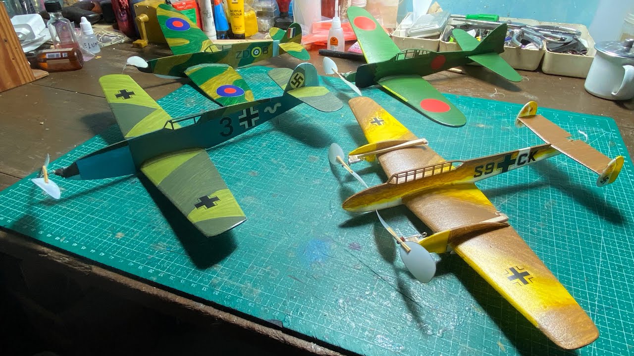 Free Flight Rubber Powered No-cal Model Airplane Flight Trimming