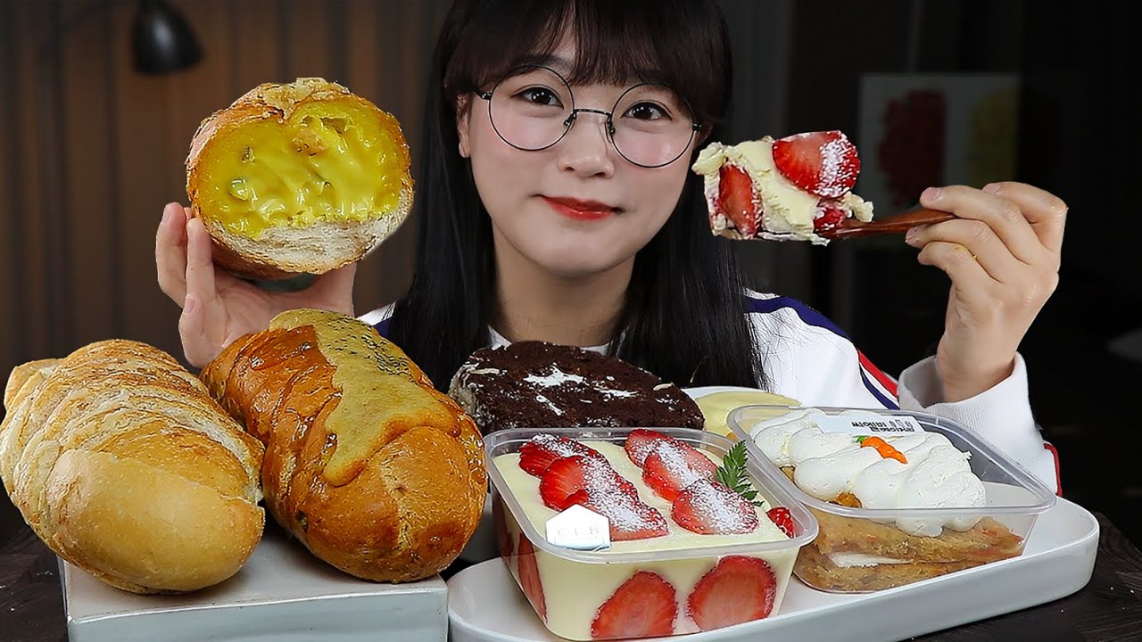 АСМР ЕДА КРЕМ БАГЕТ, ТОРТ🥖🍰 ДЕСЕРТ | MUKBANG