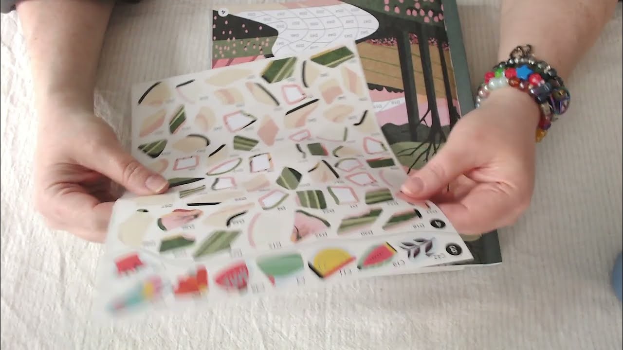 ASMR Sticker Book Relaxing Art Landscape, quiet chatter, bracelet sounds