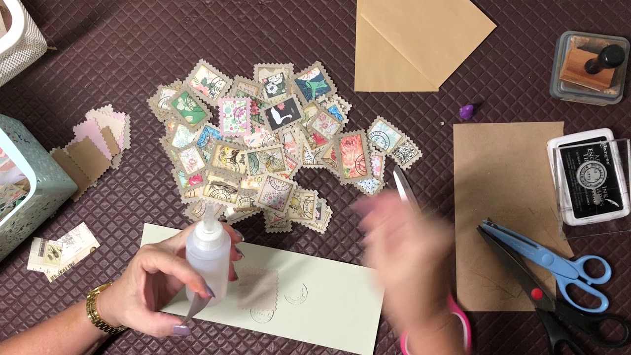 Faux fabric postage stamps - grab your scraps and craft along