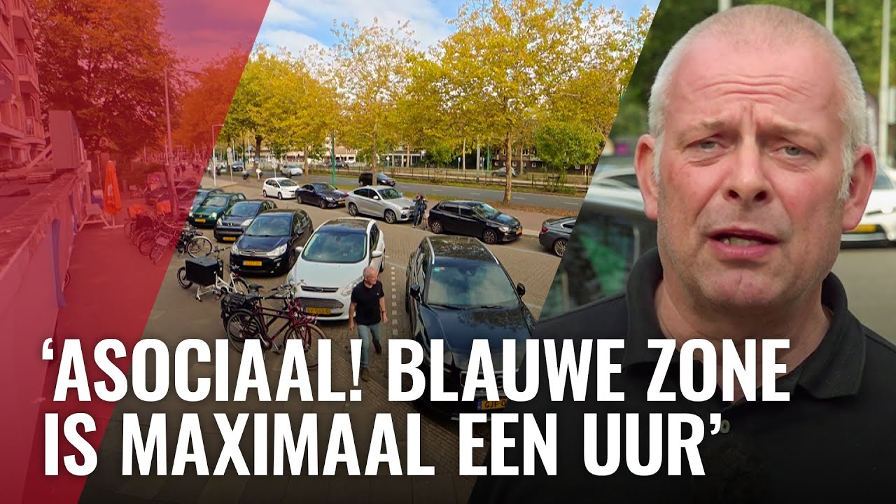 Ondernemer klaar met auto's die uren in blauwe zone parkeren