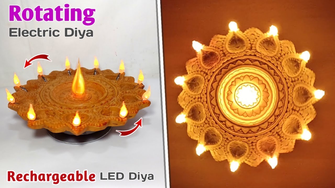 How to Make Rotating Electric Diya at Home | Rechargable LED Diya | Diwali Decoration Light