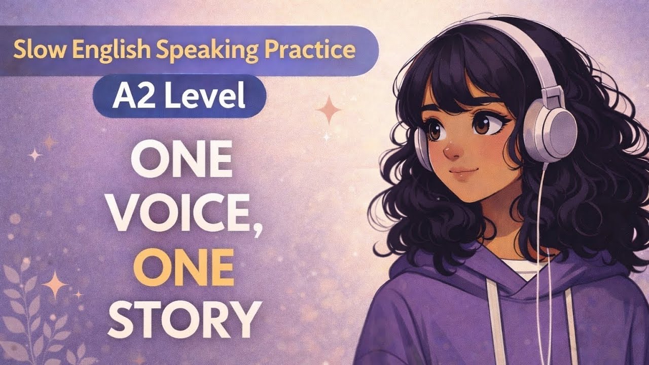 “One Voice, One Story” | Slow English Speaking Practice – A2Level