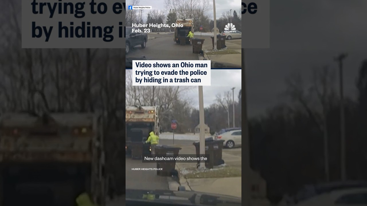 Video shows an Ohio man trying to evade the police by hiding in a trash can