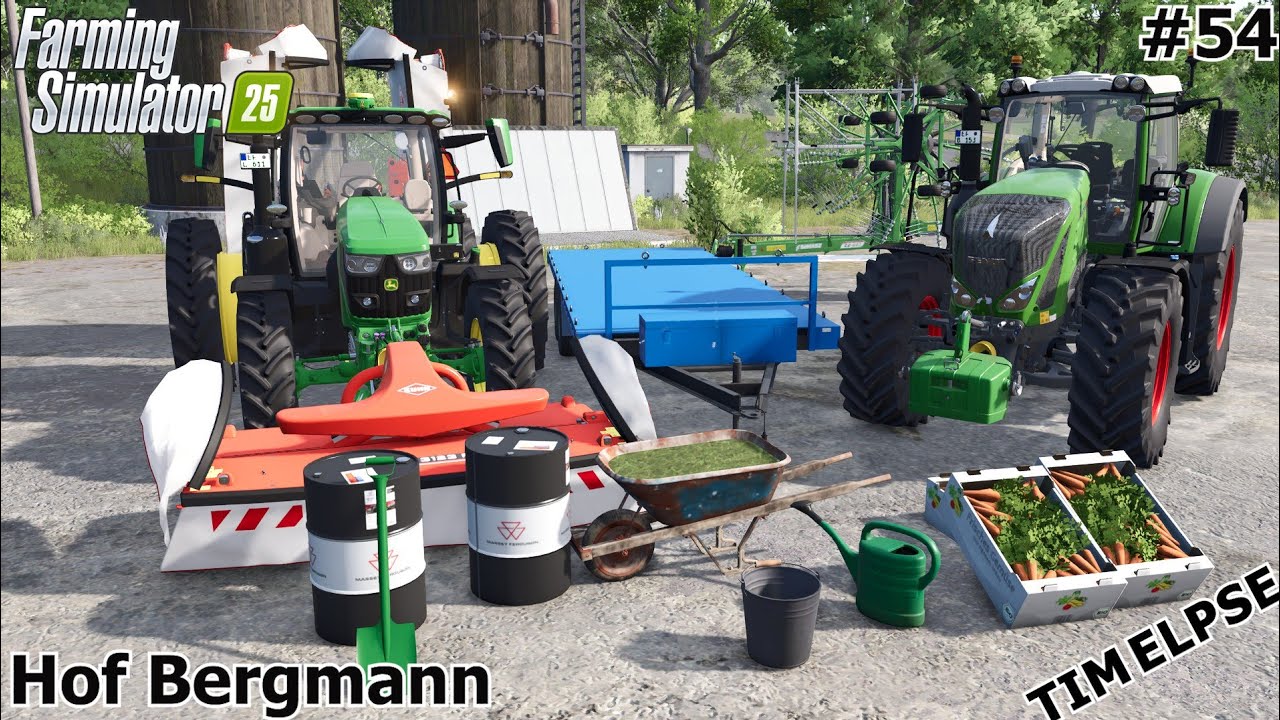 MOWING THE GRASS SELLING VEGETABLES! | Hof Bergmann | Farming Simulator 25 Episode 54