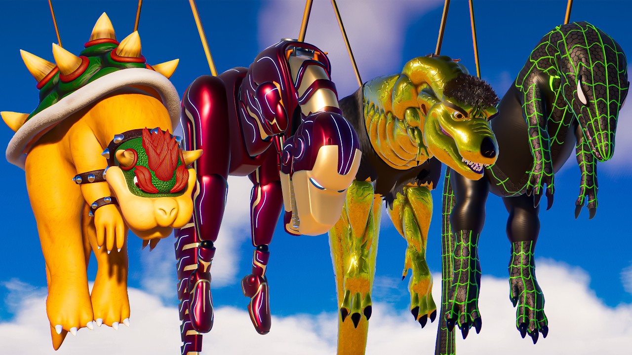 Mystic Turtle, Armored Web Master & Gold Titan vs a Mysterious Green Master | JWE2 Cinematic Mods