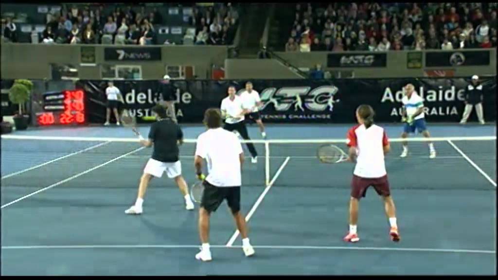 Rafter & Dolgopolov v Wawrinka & Bahrami   World Tennis Challenge Adelaide 2012