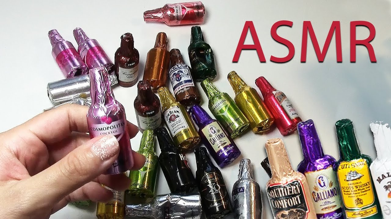Botellas de chocolate con licor Anthon Berg ASMR