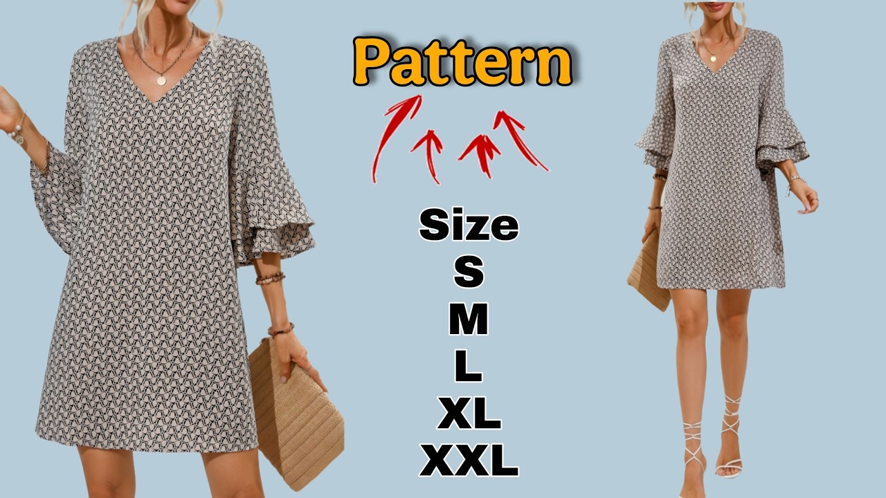 Sew Your Own Dress with These Easy Pattern Making Steps UNDER 20 Minutes! sizes S, M, L, XL, and XXL