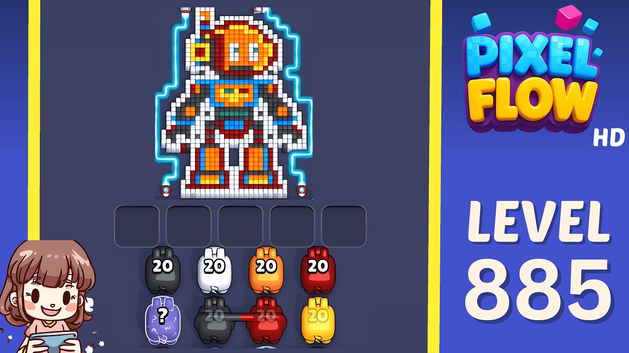 Pixel Flow Level 885 Solution Walkthrough