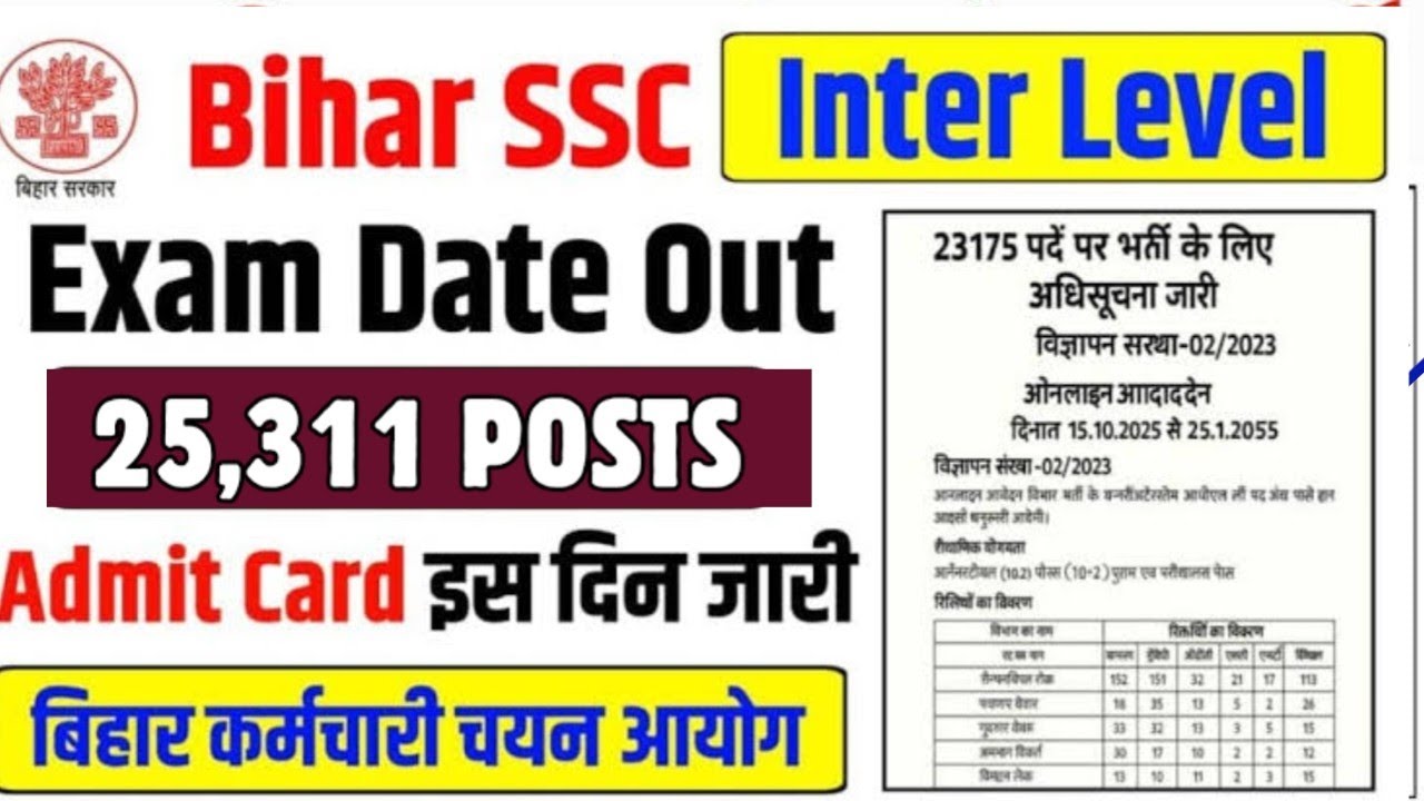 आ गया Bihar Inter leval exam date 2026 | BSSC inter leval exam date| BSSC CGL exam date 2026 