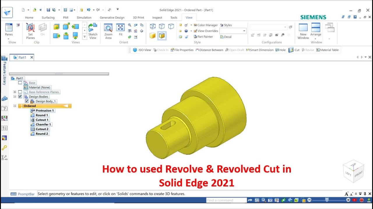 How to used Revolve & Revolved Cut in Solid Edge 2021 in Hindi