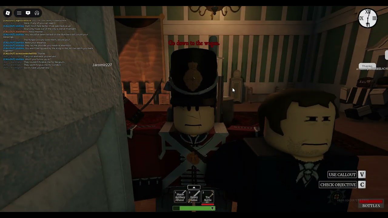 What happens if you stay with duke wellington? (in Guts and Blackpowder)