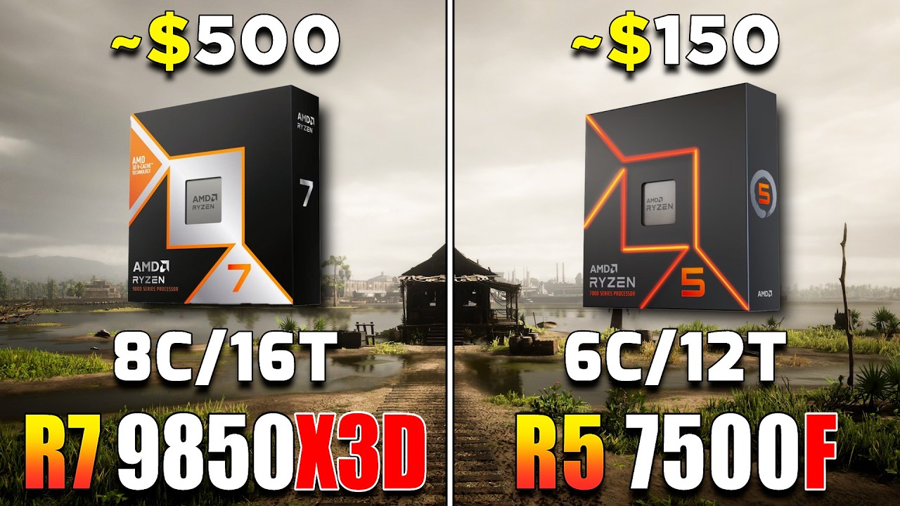 Ryzen 7 9850X3D vs Ryzen 5 7500F | Which is More Practical for PC Gaming in 2026?