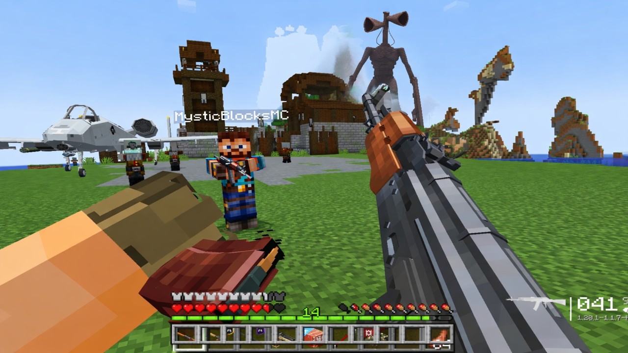 Siren Head Appeared at a Secret Pillager Outpost… MysticBlocksMC and I Attacked