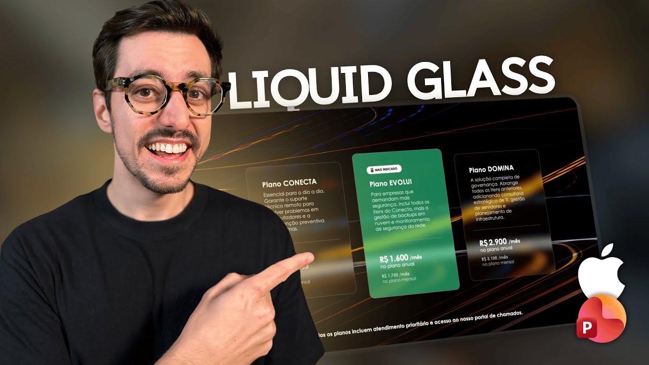 Como usar a MAIOR TEND&Ecirc;NCIA DE DESIGN hoje (liquid glass) com o PPT [tutorial e slides edit&aacute;veis]