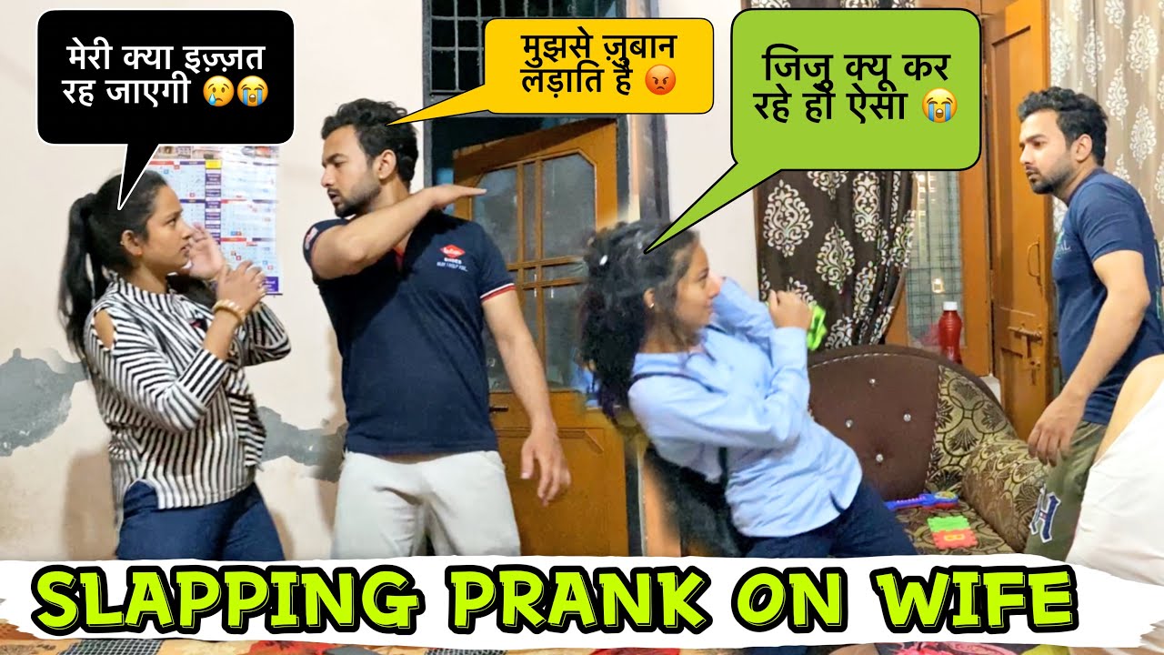 Fake slapping prank on wife for 24 hours || थप्पड़ मार दूँगा || super funny reaction || jeet thakur