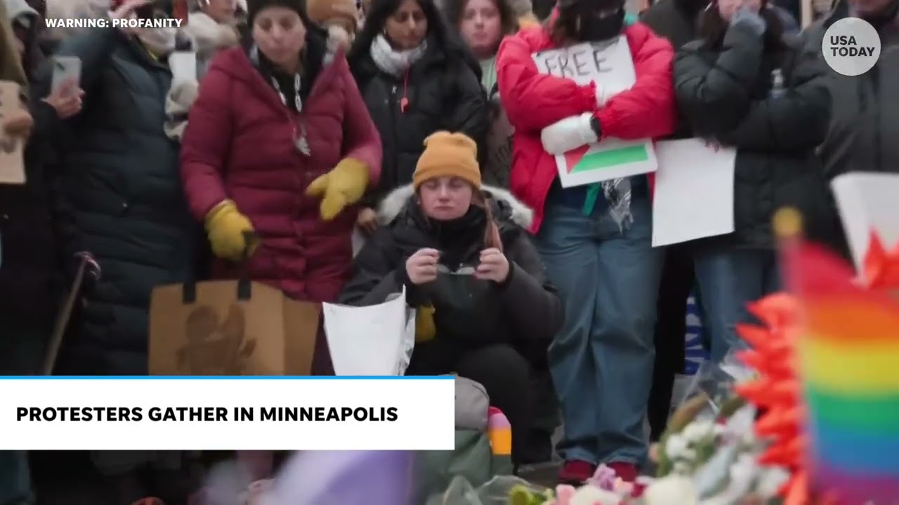 Livestream captures Minneapolis protesters pausing at Renee Nicole Good memorial after ICE shooting