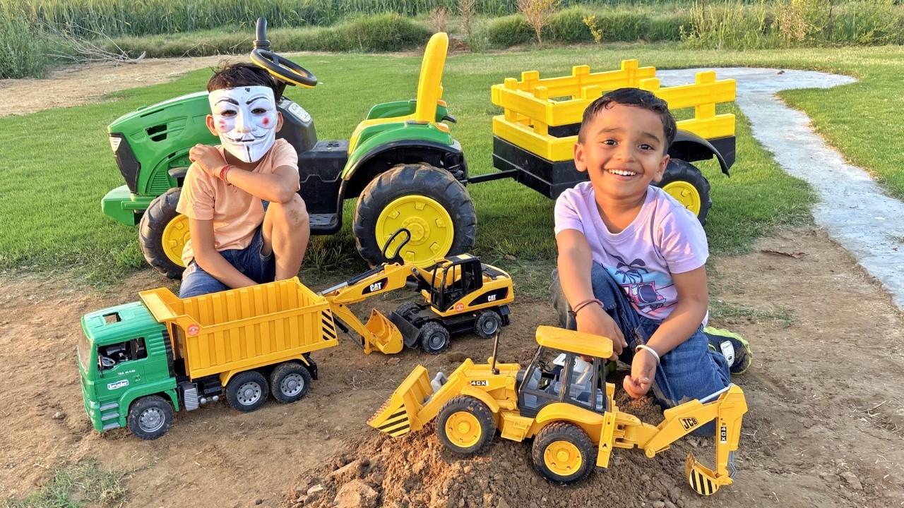 Дети играют с экскаватором JCB | На ферме найдены спрятанные игрушки | Грузовики и машинки Bruder...